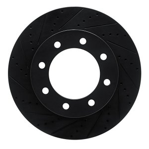 Ford F-350 Super Duty Brake Rotor (1) - Front Left - R1 Concepts - Drilled & Slotted - Black - `12-`25